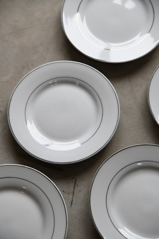 White & Silver Rim Bread Plate