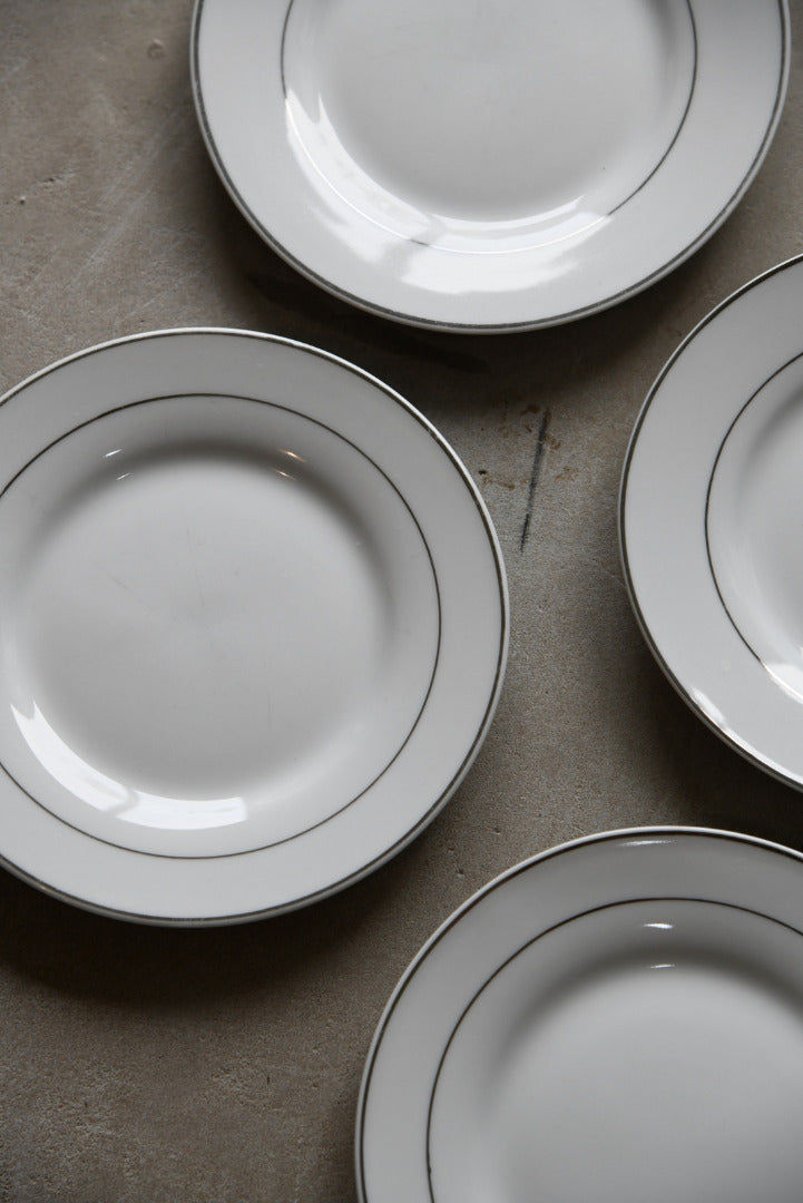 White & Silver Rim Bread Plate