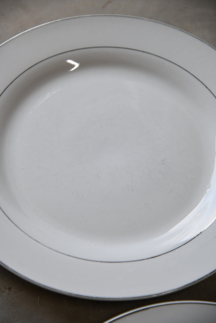 Viners White & Silver Rim Dinner Plate