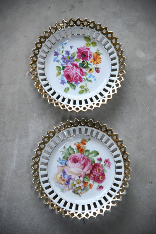 Vintage Pierced Floral China Plates