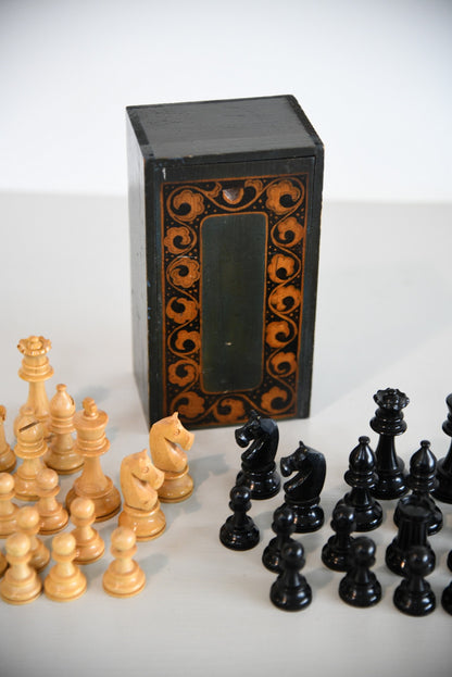 Vintage Boxed Wooden Chess Set