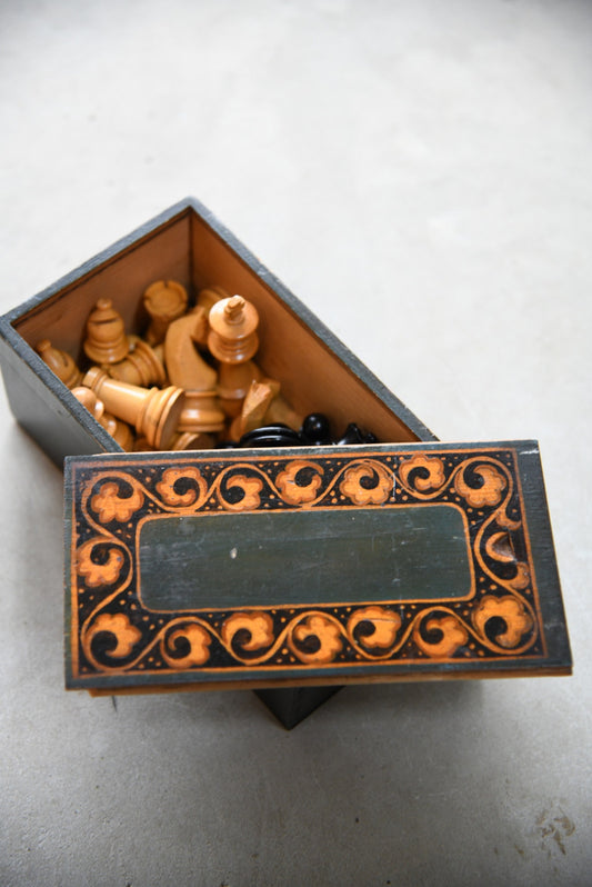 Vintage Boxed Wooden Chess Set