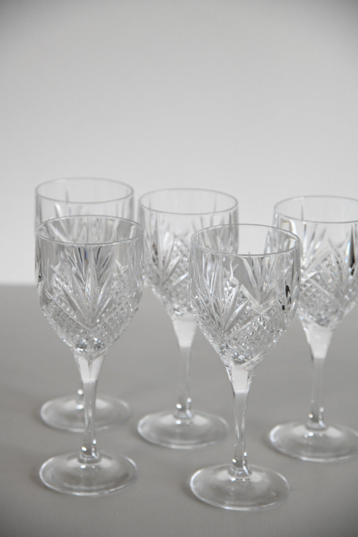 5 Cut Glass Wine Glasses