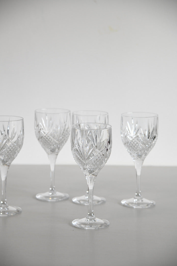 5 Cut Glass Wine Glasses