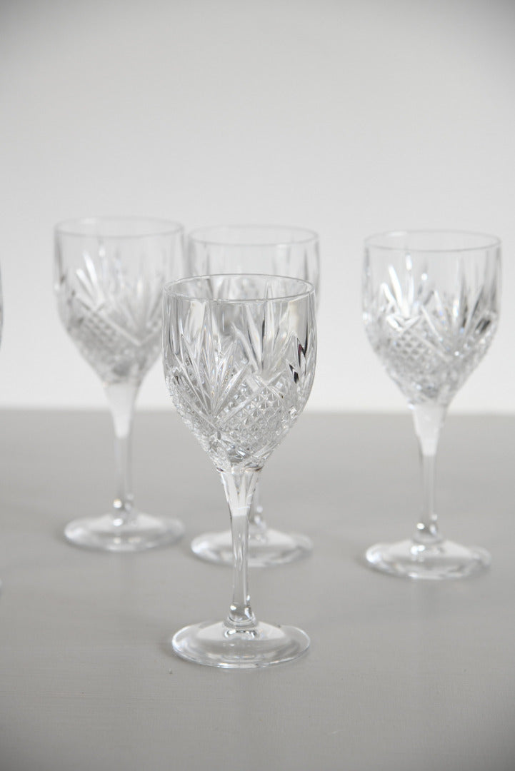 5 Cut Glass Wine Glasses