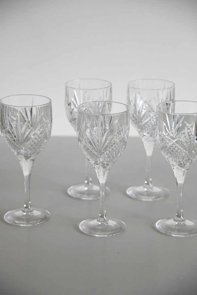 5 Cut Glass Wine Glasses