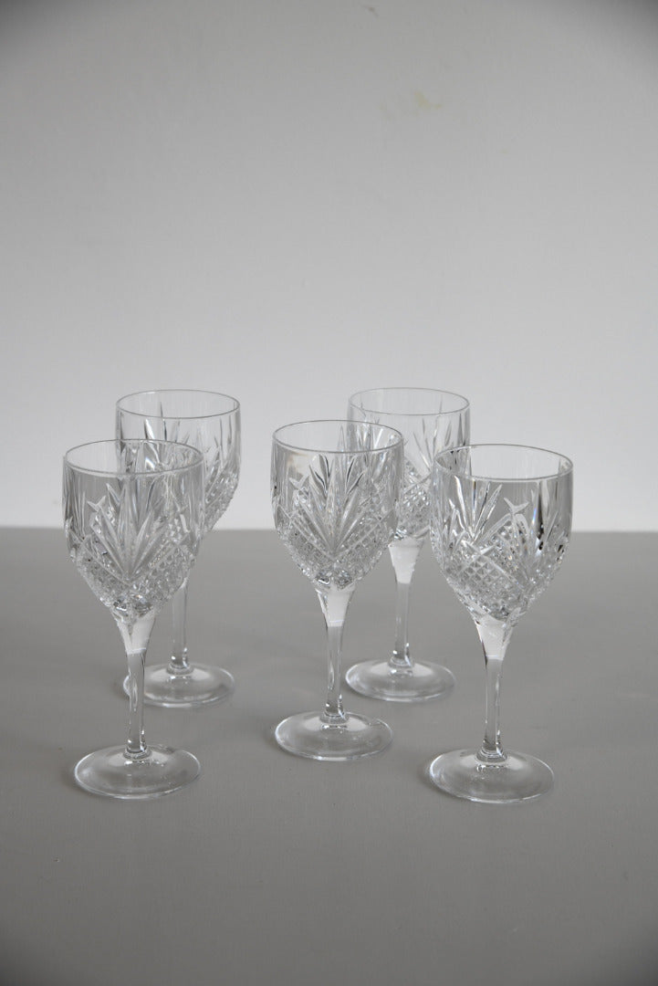 5 Cut Glass Wine Glasses