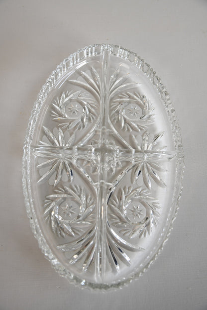 Oval Cut Glass Dish