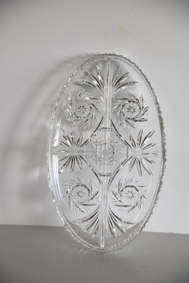 Oval Cut Glass Dish