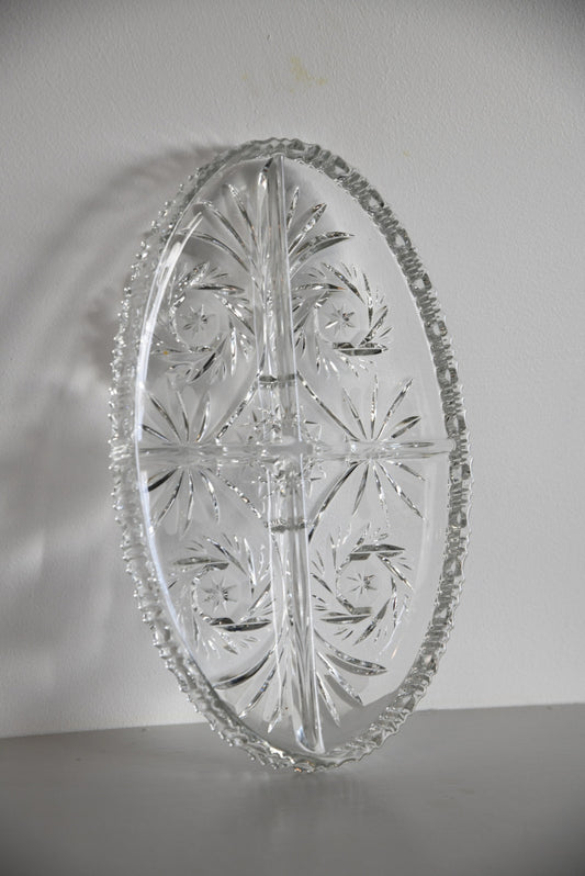 Oval Cut Glass Dish
