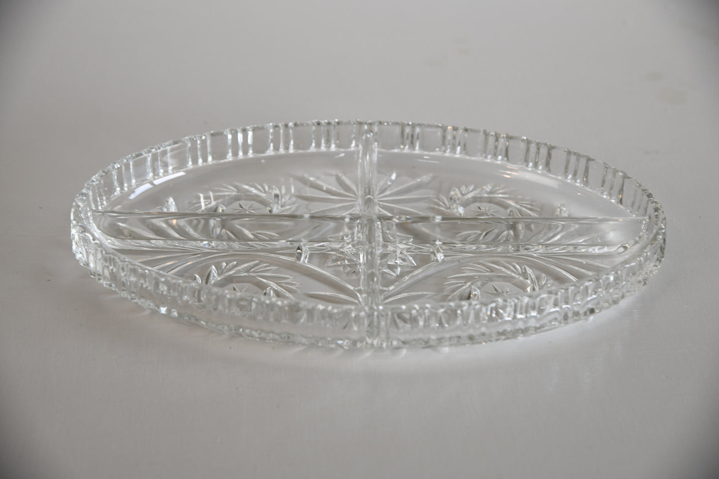 Oval Cut Glass Dish