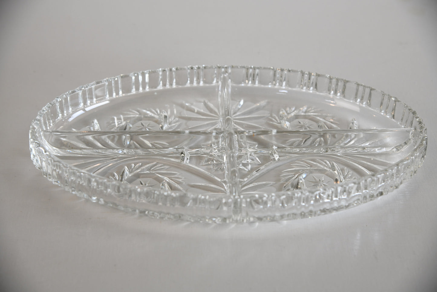 Oval Cut Glass Dish