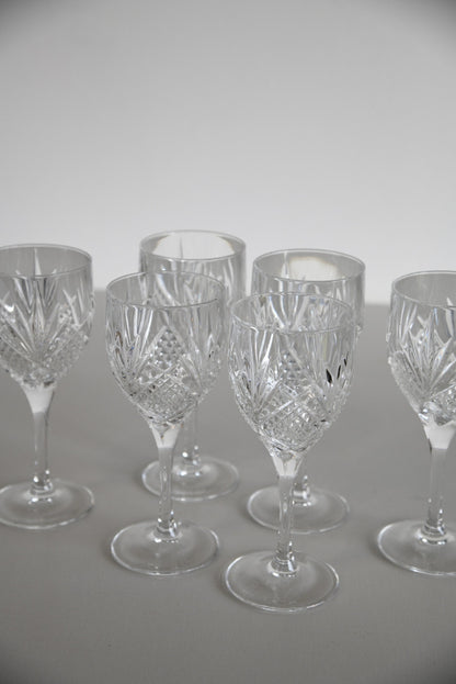 6 Cut Glass Wine Glasses