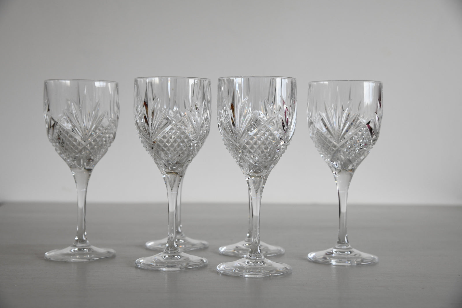 6 Cut Glass Wine Glasses