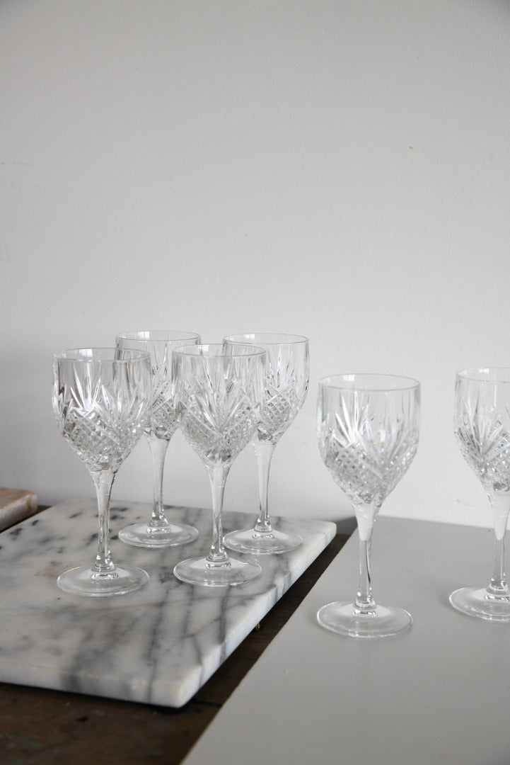 6 Cut Glass Wine Glasses