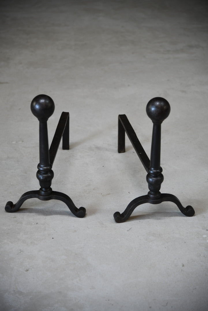 Large Cast Iron Andirons