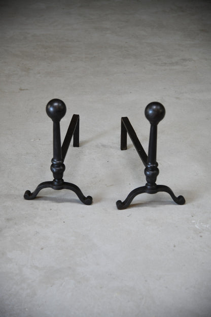 Large Cast Iron Andirons