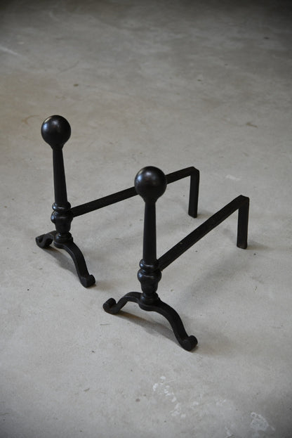 Large Cast Iron Andirons