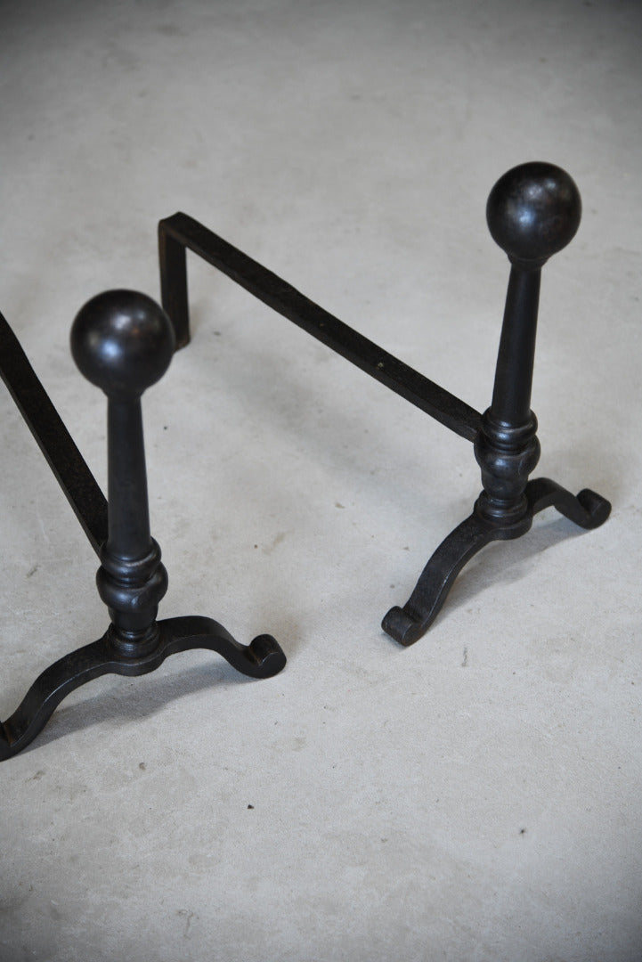 Large Cast Iron Andirons