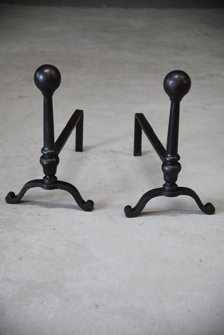 Large Cast Iron Andirons