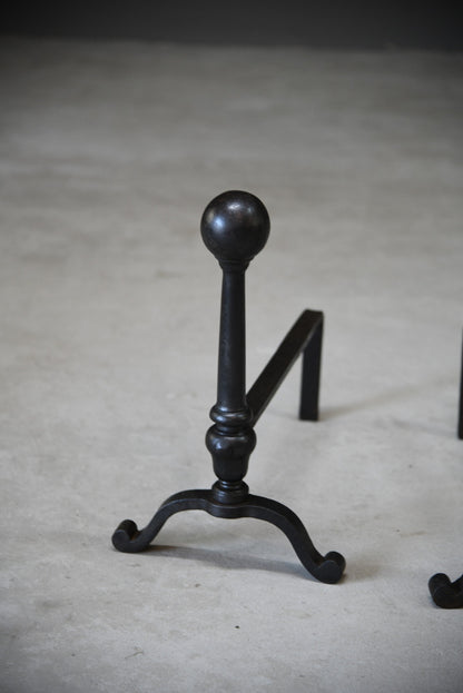 Large Cast Iron Andirons