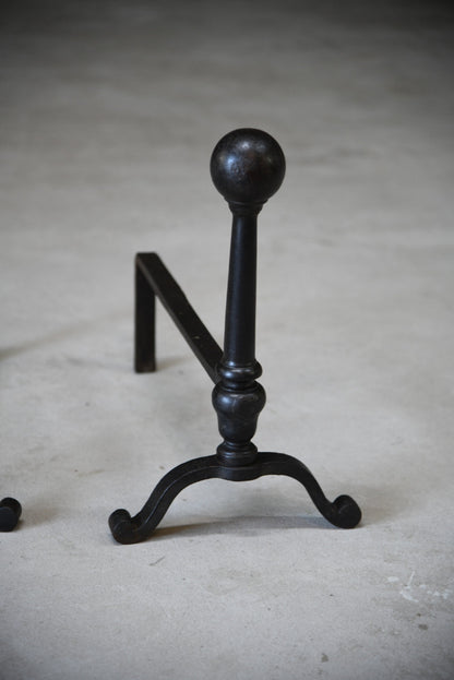 Large Cast Iron Andirons