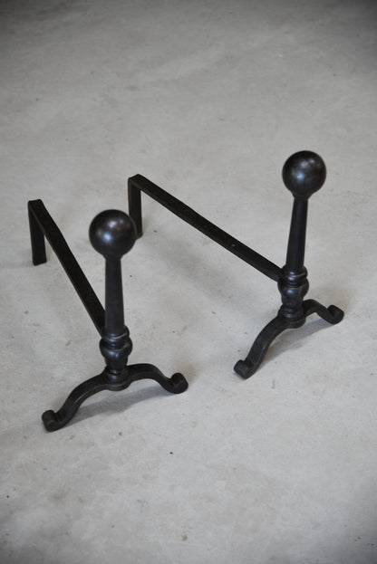 Large Cast Iron Andirons