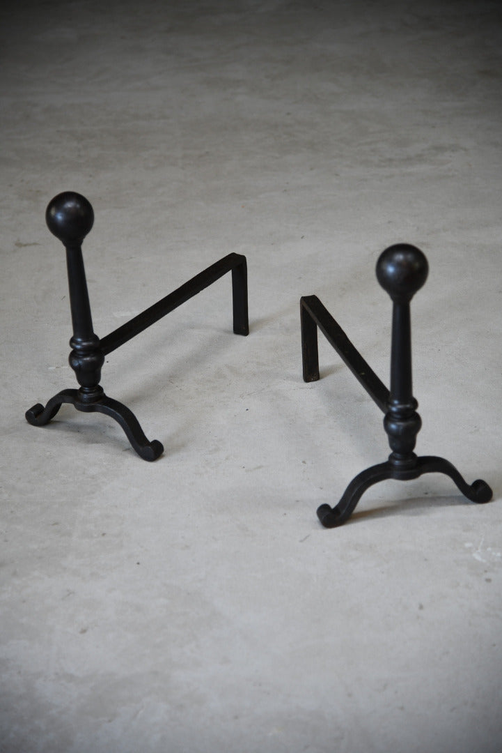 Large Cast Iron Andirons