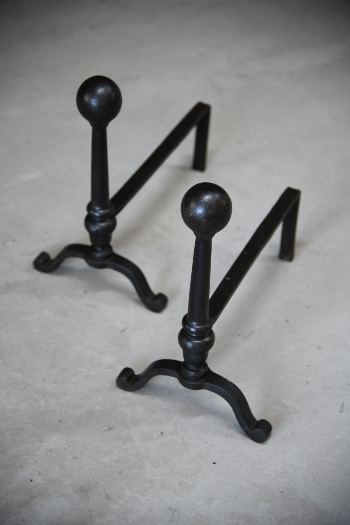 Large Cast Iron Andirons