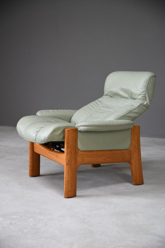 Ekornes Green Leather Recliner Chair