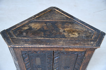 Grained Carved Rustic Hanging Cupboard