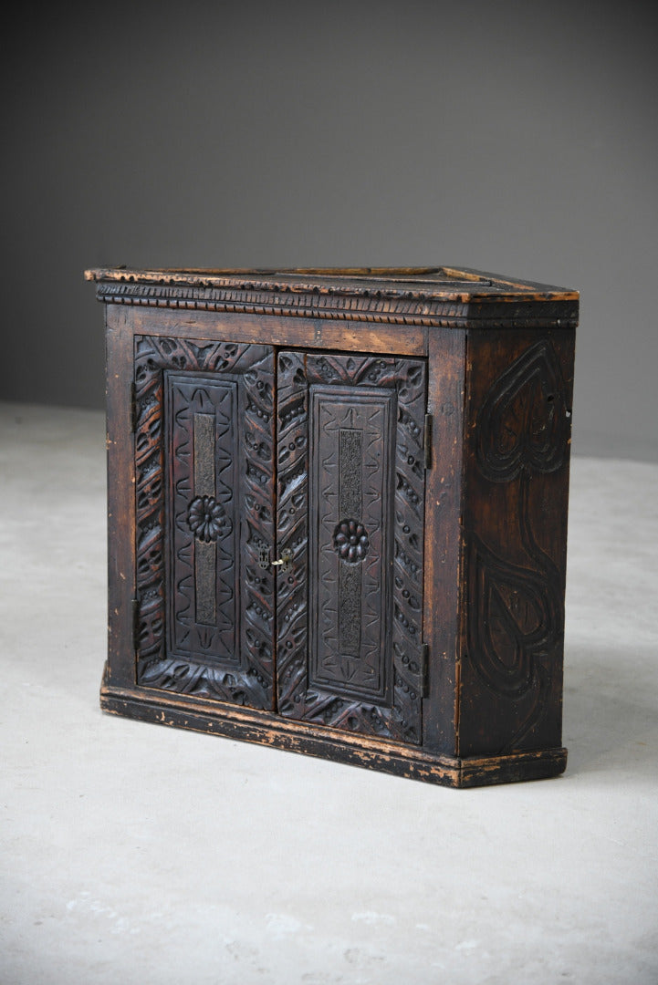 Grained Carved Rustic Hanging Cupboard