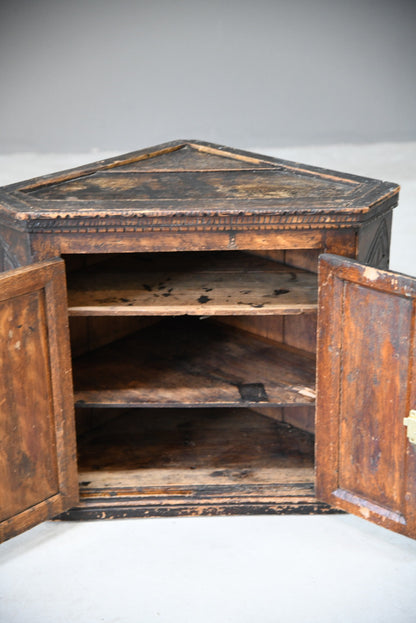 Grained Carved Rustic Hanging Cupboard