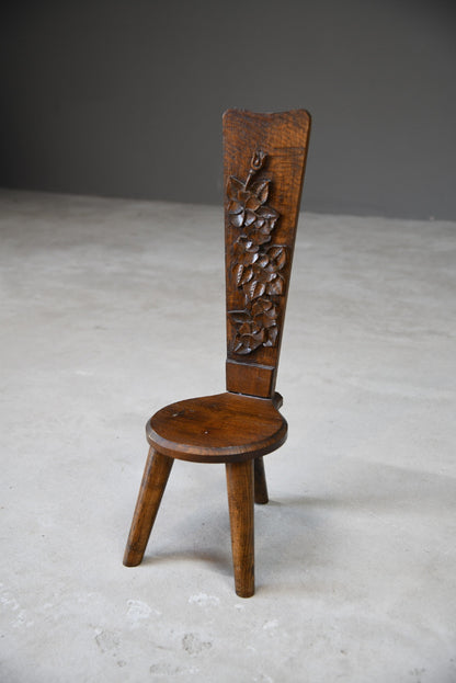 Small Carved Oak Spinning Chair