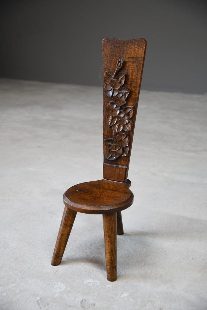 Small Carved Oak Spinning Chair