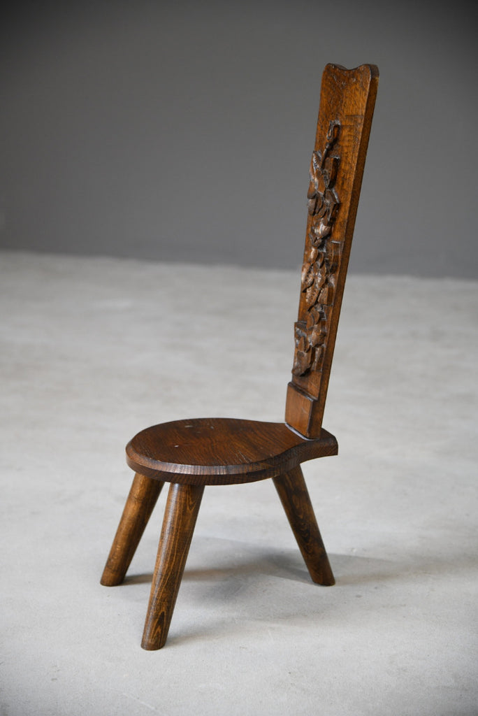 Small Carved Oak Spinning Chair
