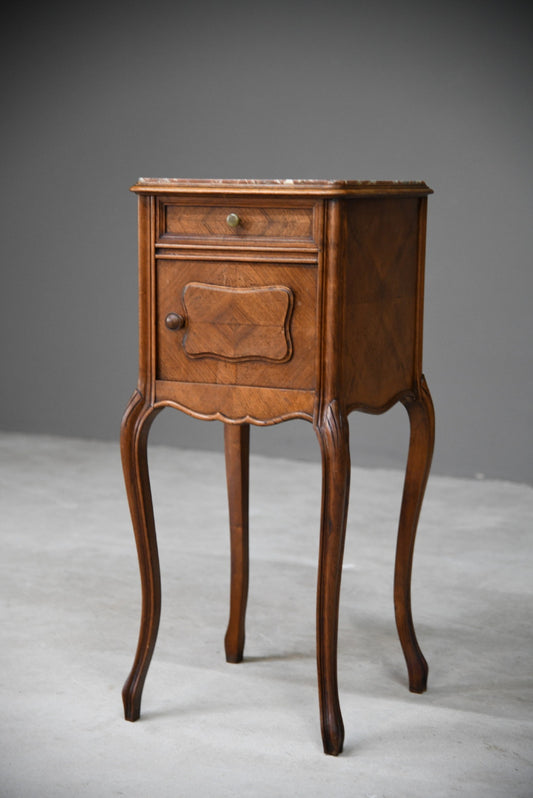 French Marble Top Bedside Cabinet