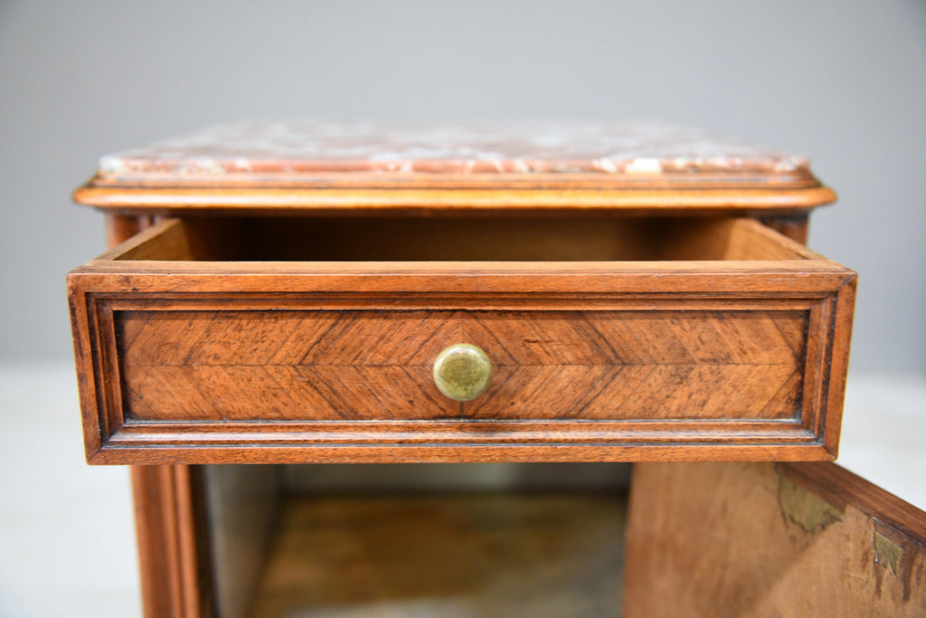 French Marble Top Bedside Cabinet