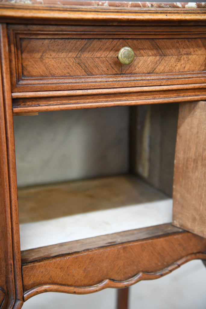 French Marble Top Bedside Cabinet