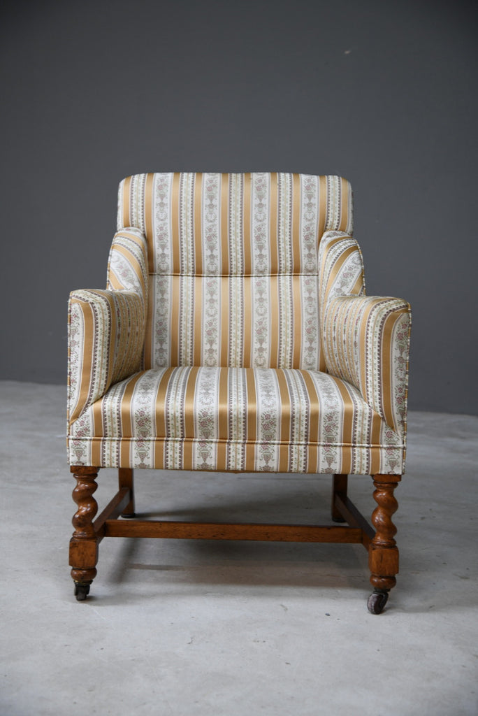 Small Gold Stripe Upholstered Armchair