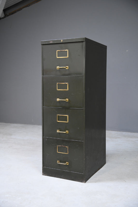 Vintage Green Four Drawer Filing Cabinet