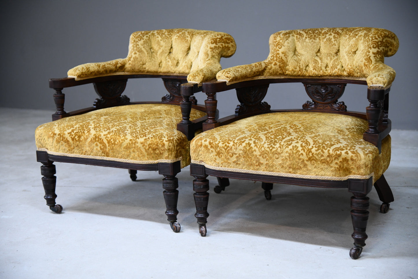 Pair Victorian Salon Tub Chairs