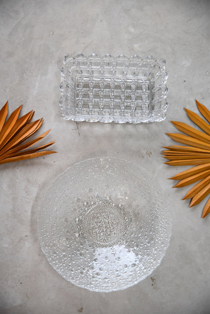 Large Bubble Glass Bowl & Dish