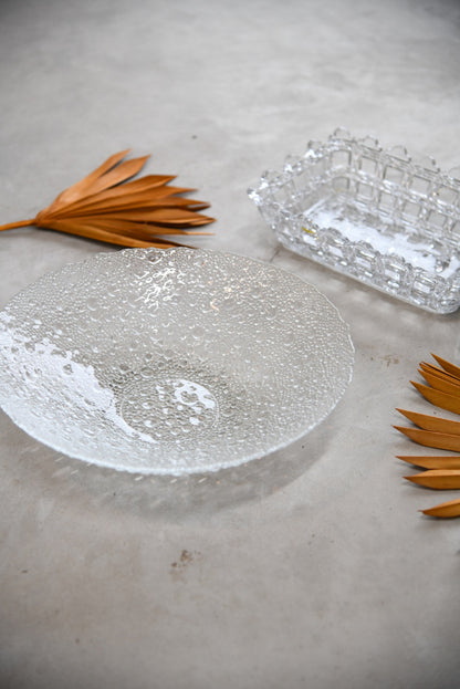 Large Bubble Glass Bowl & Dish