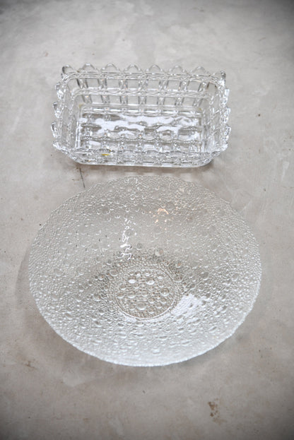 Large Bubble Glass Bowl & Dish