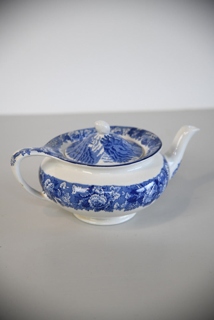 Woods Ware English Scenery Blue & White Teapot