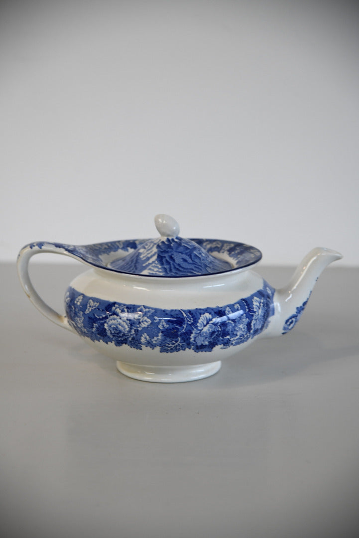 Woods Ware English Scenery Blue & White Teapot