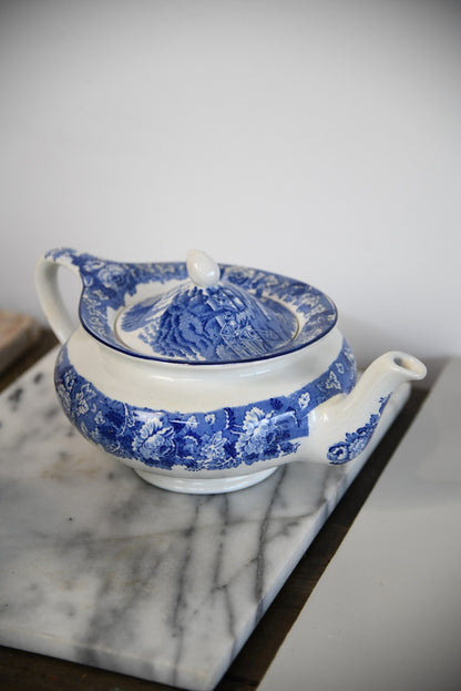 Woods Ware English Scenery Blue & White Teapot