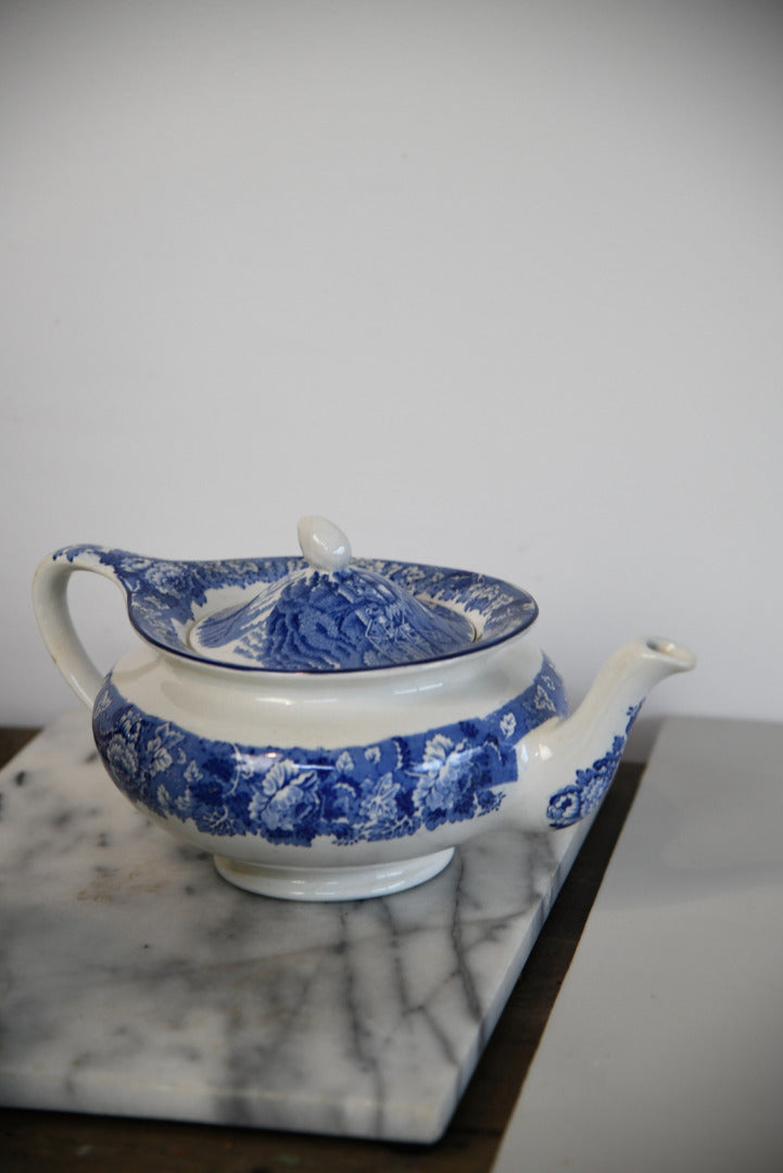 Woods Ware English Scenery Blue & White Teapot