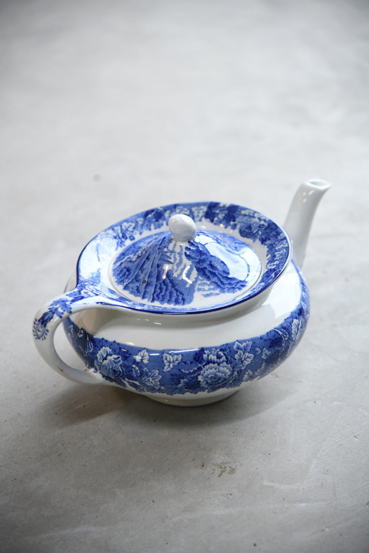 Woods Ware English Scenery Blue & White Teapot